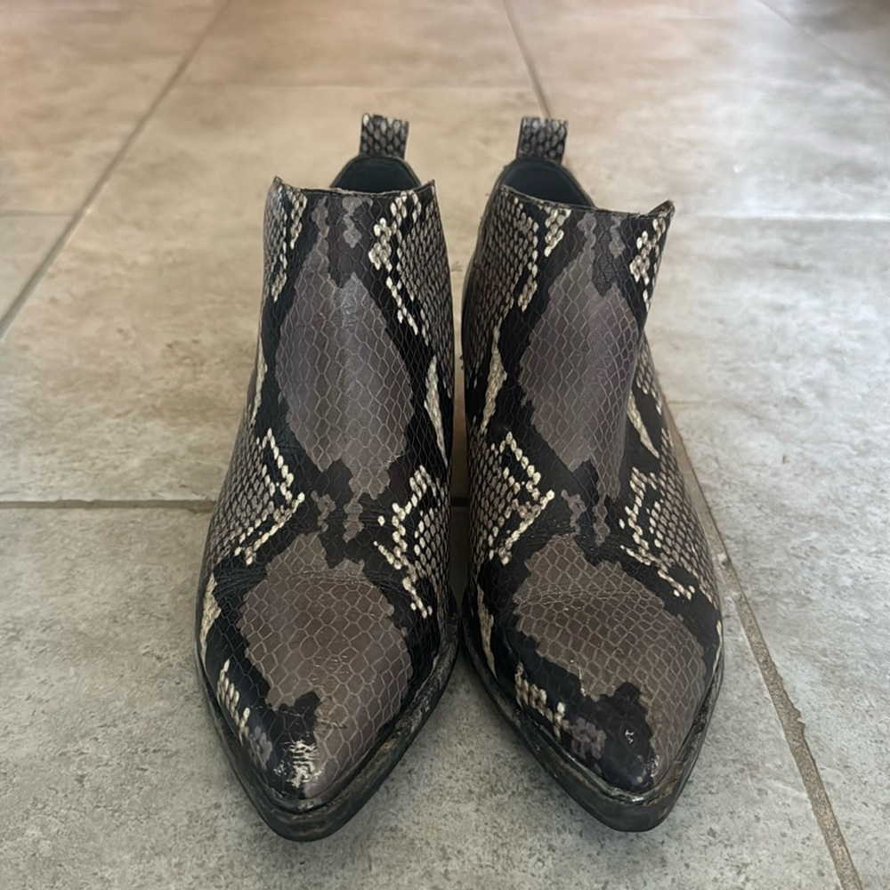 Marc Fisher snake print ankle boots